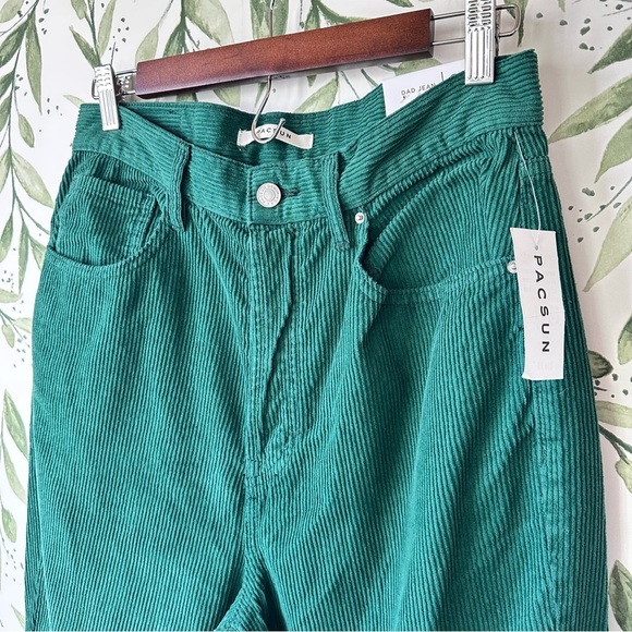 Pac Sun High-Waisted Dad Jeans Corduroy Pants. Deep Green. Size 29. - Picture 4 of 11